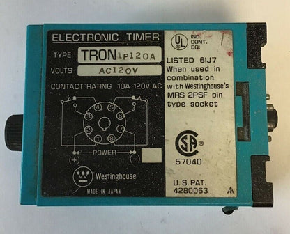 WESTINGHOUSE TRON1P120A ELECTRONIC TIMER 120VAC 10A