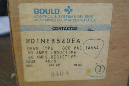 GOULD DTNEB540EA CONTACTOR / 600VAC / 50A IND. 60A RES. / 24V COIL / NEW SURPLUS