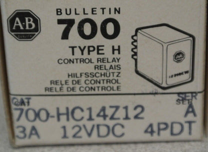 ALLEN-BRADLEY 700-HC14Z12 Ser. A / TYPE H CONTROL RELAY / NEW SURPLUS