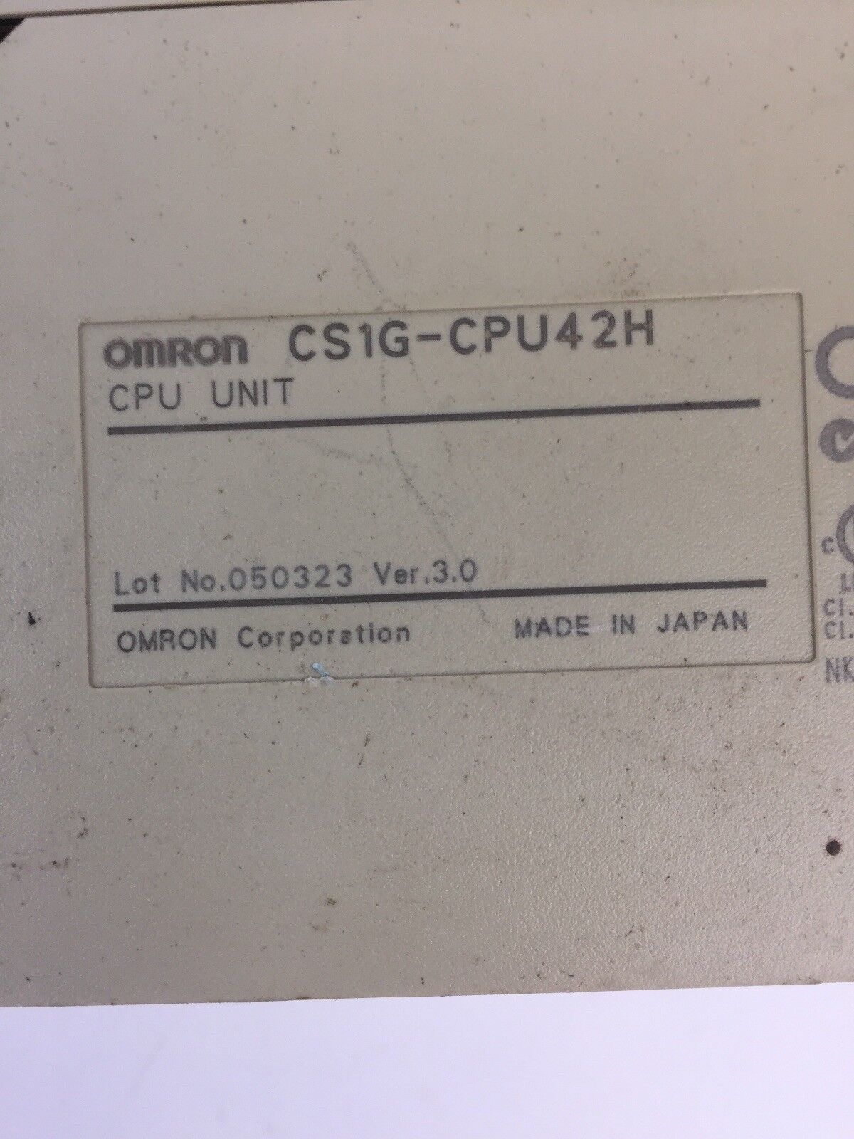 OMRON CS1G-CPU42H CPU UNIT OGRAM PROGRAMMABLE CONTROLLER
