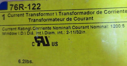 SQUARE D 76R-122 CURRENT TRANSFORMER - RATIO = 1200:5 - 10kV - 600V NEW SURPLUS