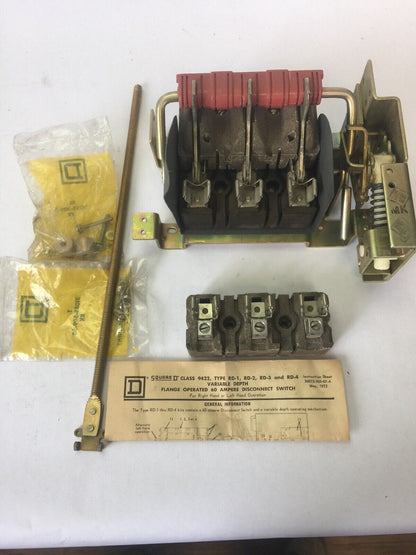 SQUARE D 9422 ARD-12 FLAGE MOUNT 60AMPS DISCONNECT SWITCH 600VAC 250VDC 3 POLES