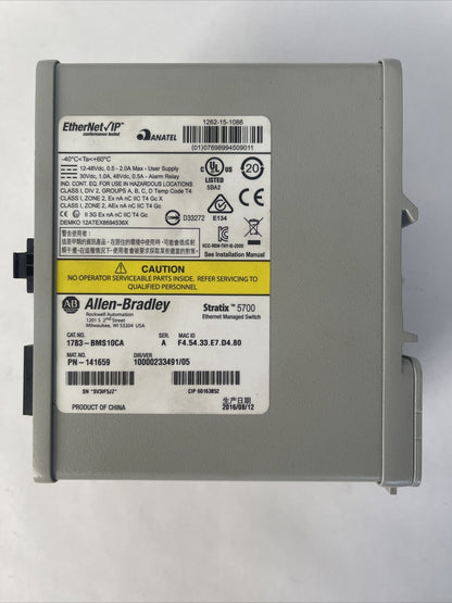 ALLEN BRADLEY 1783-BMS10CA SER A DIR/VER 10000233491/05 STRATIX 5700 ETHERNET