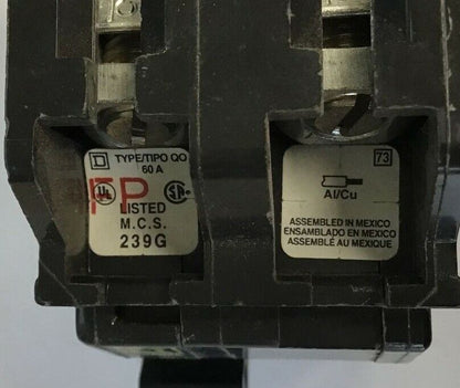 SQUARE D QO200 CIRCUIT BREAKER 60A 240VAC 2POLE
