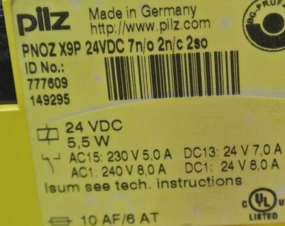 PILZ PNOZ X9P - SAFETY RELAY - 24VDC, 7 N/O, 2 N/C, 2 SO - 5.5W