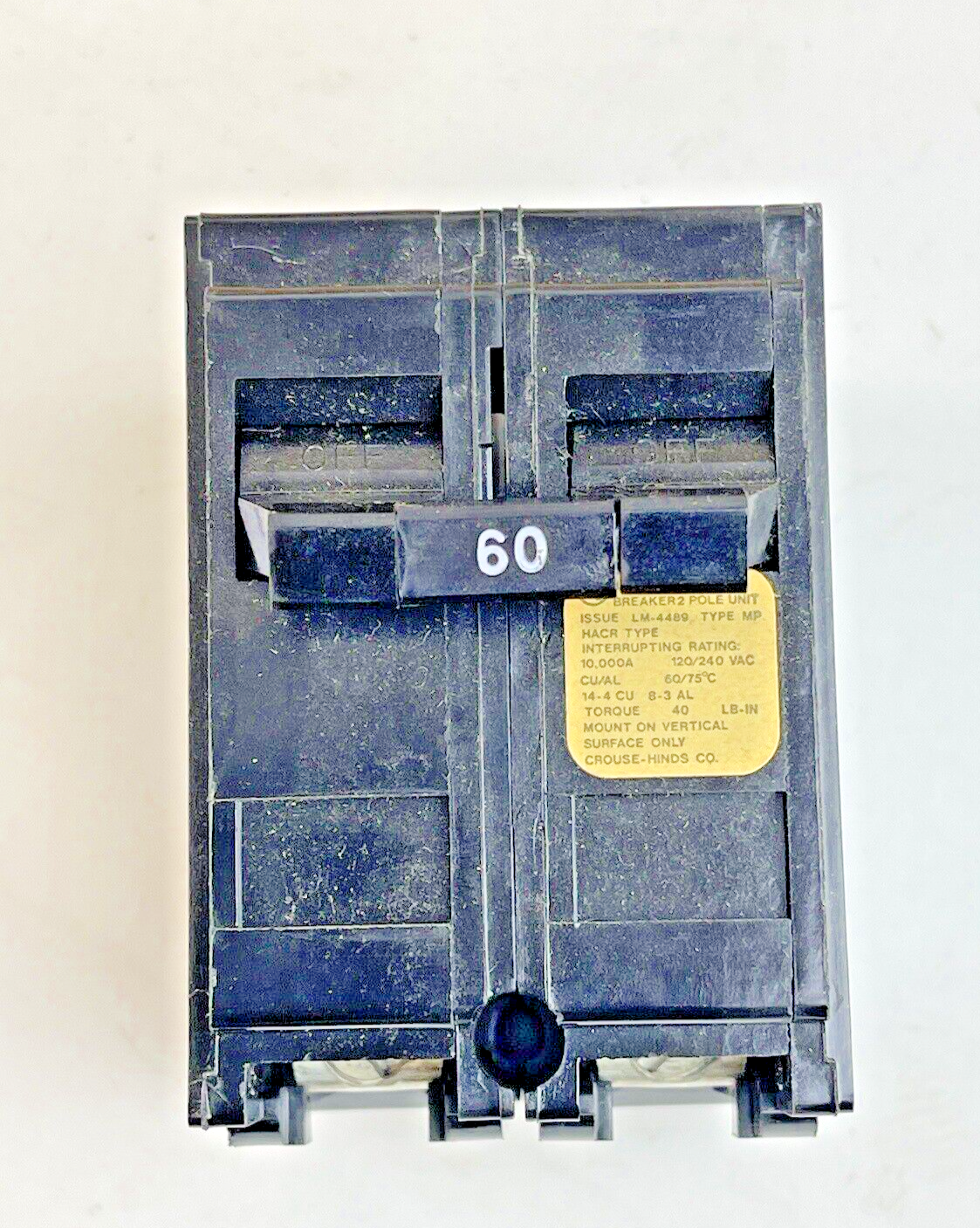 CROUSE-HINDS *BOX OF 5*-MP260- 2 POLE, 60 A, 240 VAC FULL-SIZE CIRCUIT BREAKER