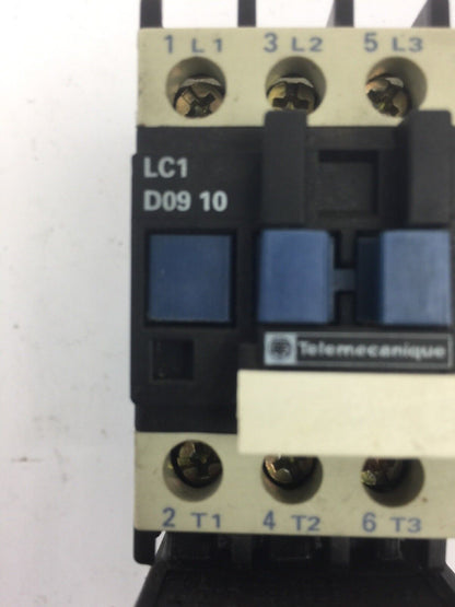 TELEMECANIQUE LC1 D09 10 CONTACTOR 600 VAC 3 PHASE W/ LR2 D1307 OVERLOAD RELAY