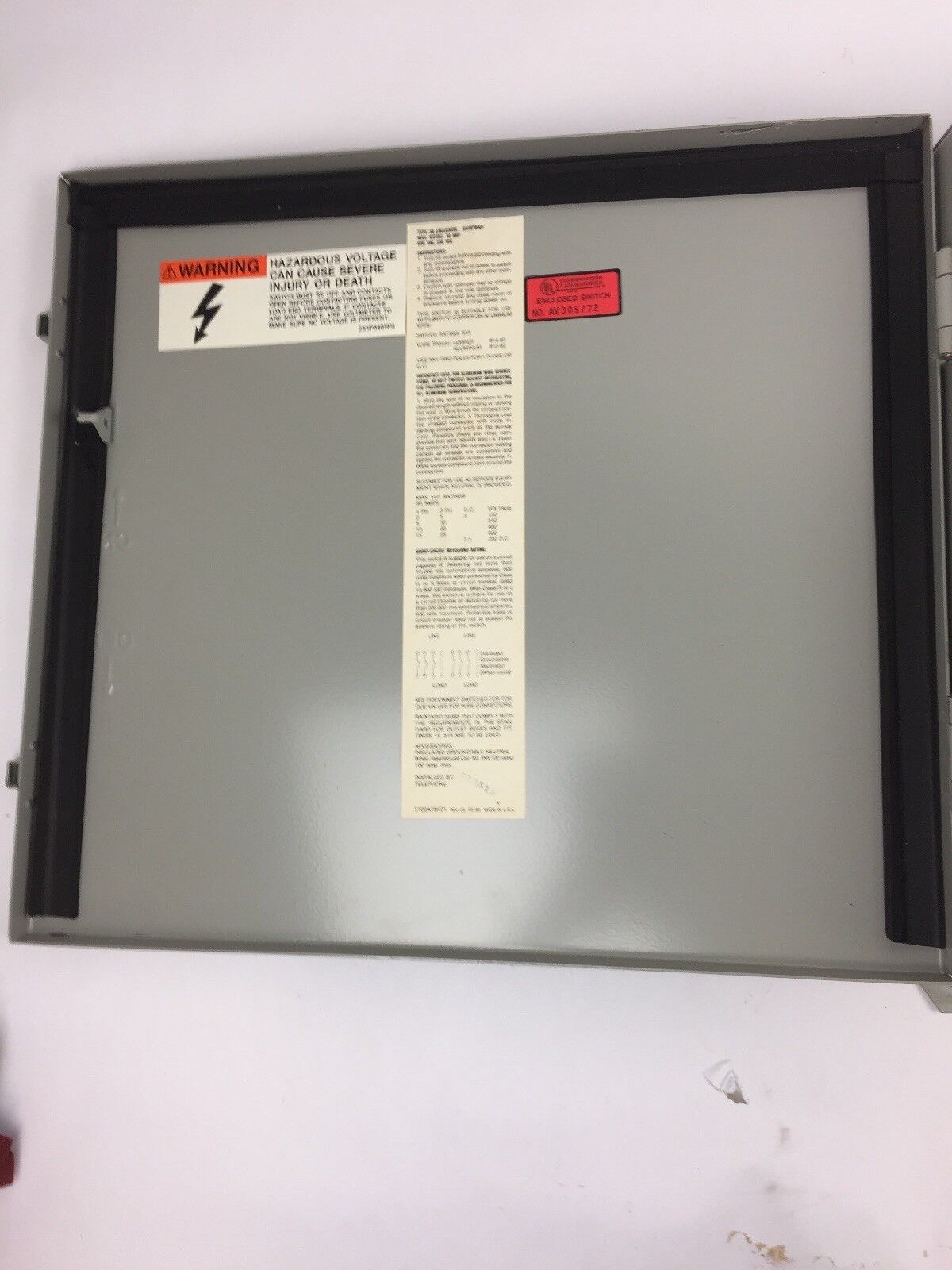 WESTINGHOUSE RDSN6030 SWITCH MAX AMP 30 MAX VOLT 600AC 250DC TYPE 3R RAINPROOF