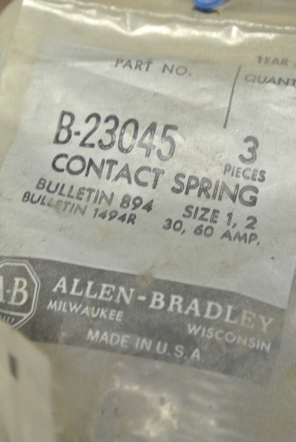 BAG of 3 / ALLEN-BRADLEY B-23045 / CONTACT SPRING / SIZE 1, 2 / 30A, 60A / NEW