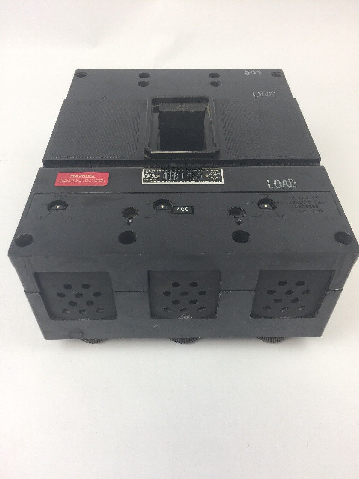 ITE JKL3B400 CIRCUIT BREAKER 400 AMP 600 VAC 250VDC 3 POLE