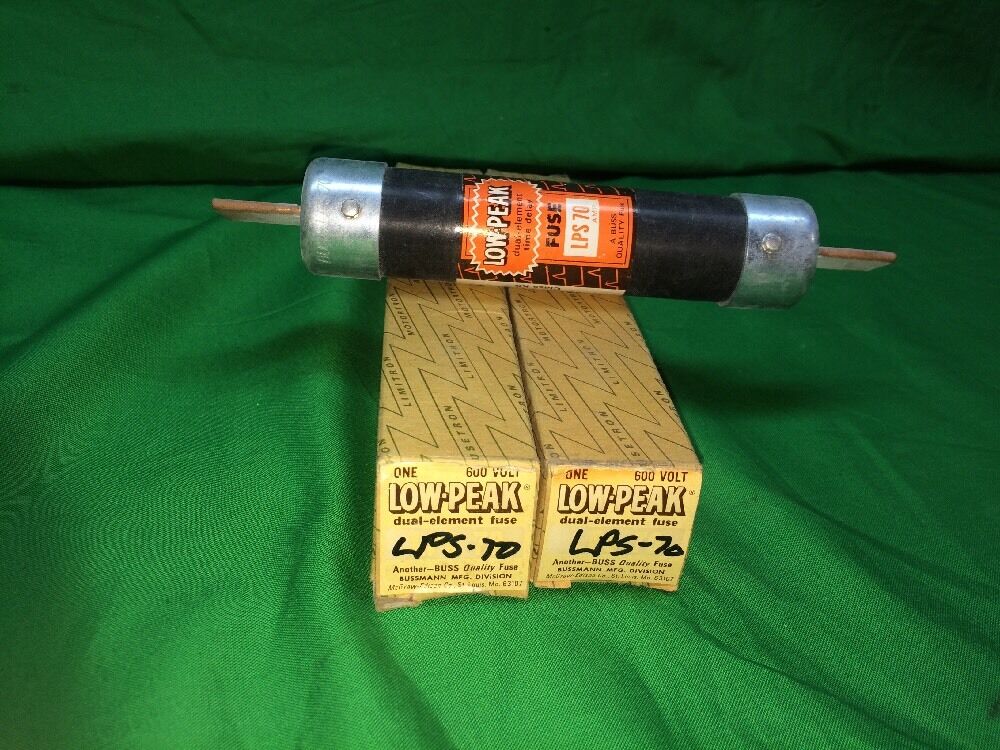 *LOT OF 2* BUSSMANN LOW-PEAK FUSE CAT# LPS 70 70A 600VAC