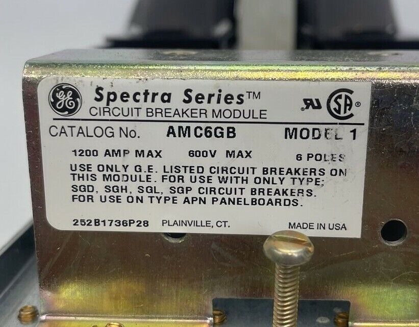 GE AMC6GB SPECTRA SERIES CIRCUIT BREAKER MODULE MODEL 1 6POLES 1200AMP 600V