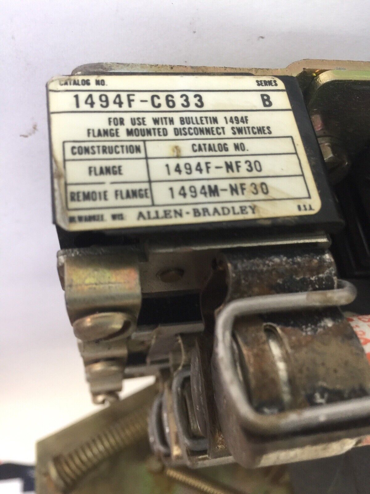 ALLEN BRADLEY 1494F-NF30 FUSIBLE DISCONNECT SWITCH SER A 30A 40023-414-01 AJT10