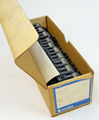 CHALLENGER *BOX OF 10* - A215K - COM. TRIP CIRCUIT BREAKERS -2 POLE/15 A/240 VAC