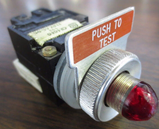 GENERAL ELECTRIC CR104D PUSH-TO-TEST BUTTON / LIGHT - RED - 115VAC/DC