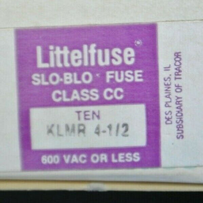 LOT of 4 / LITTELFUSE KLMR-4-1/2 CLASS CC FUSE / 4-1/2A / 600V / NEW SURPLUS