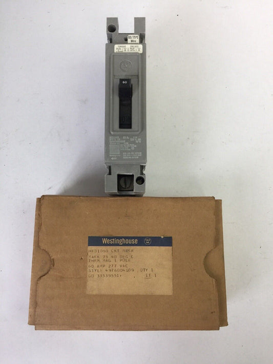 WESTINGHOUSE HFB1060 CIRCUIT BREAKER 60AMP 1POLE 277VAC 4976D04G09