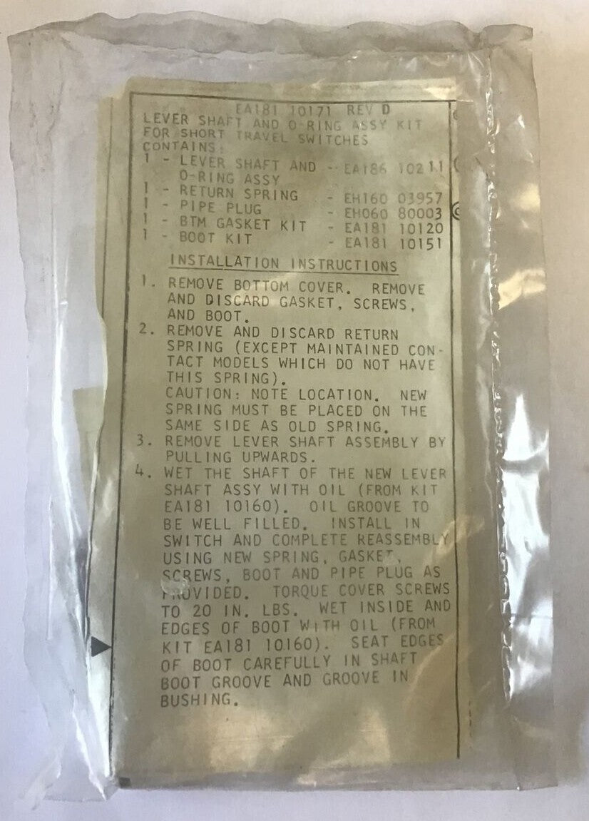 NAMCO EA181 10171 REV.D LEVER SHAFT AND O-RING ASSY KIT