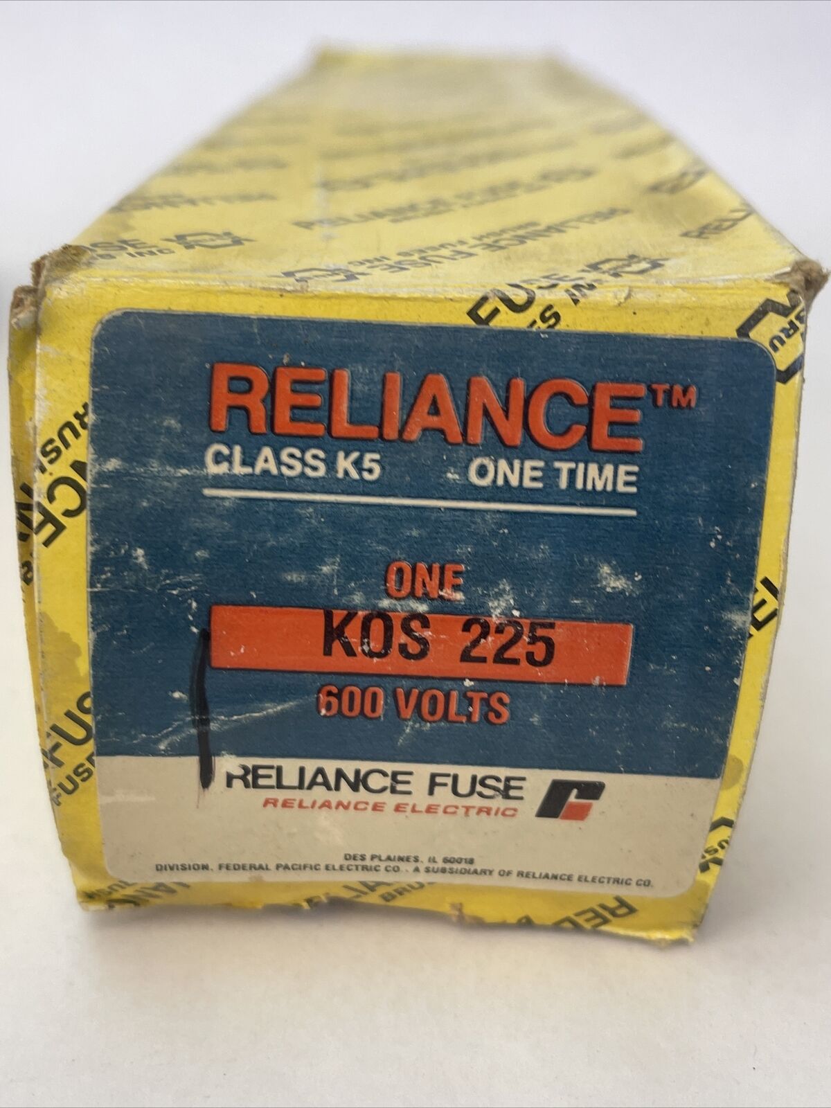 RELIANCE KOS225 CLASS K5 ONE TIME FUSE 600VAC 225AMP