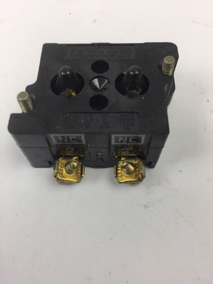 CUTLER HAMMER 10250T/91000T CONTACT BLOCK 2 N.C. 600 VOLT