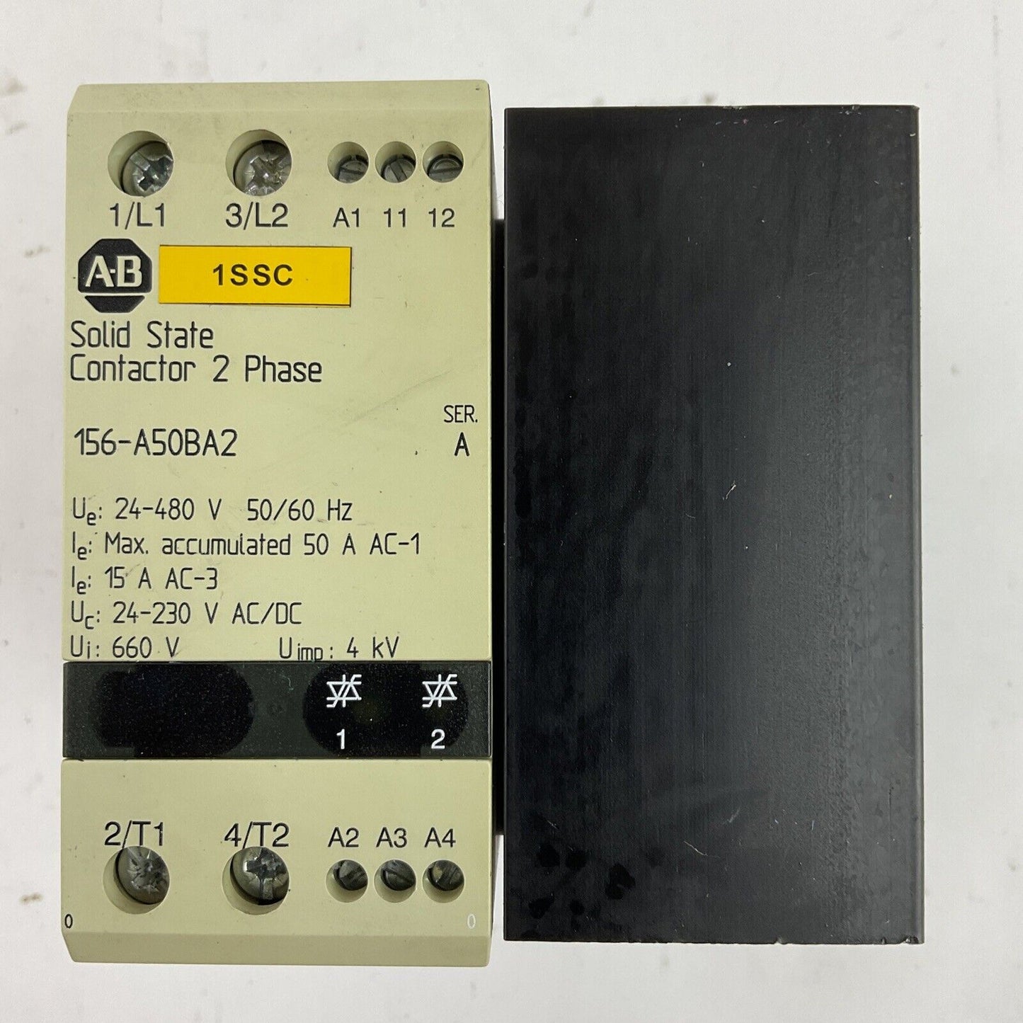 ALLEN BRADLEY 156-A50BA2 SOLID STATE CONTACTOR  2PH SER A LINE VOLTAGE 24-480VAC