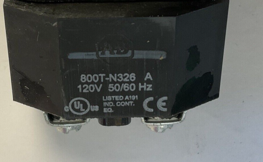 ALLEN BRADLEY 800T-P16 PILOT LIGHT SER.U 120V 50/60HZ MISSING COVER.