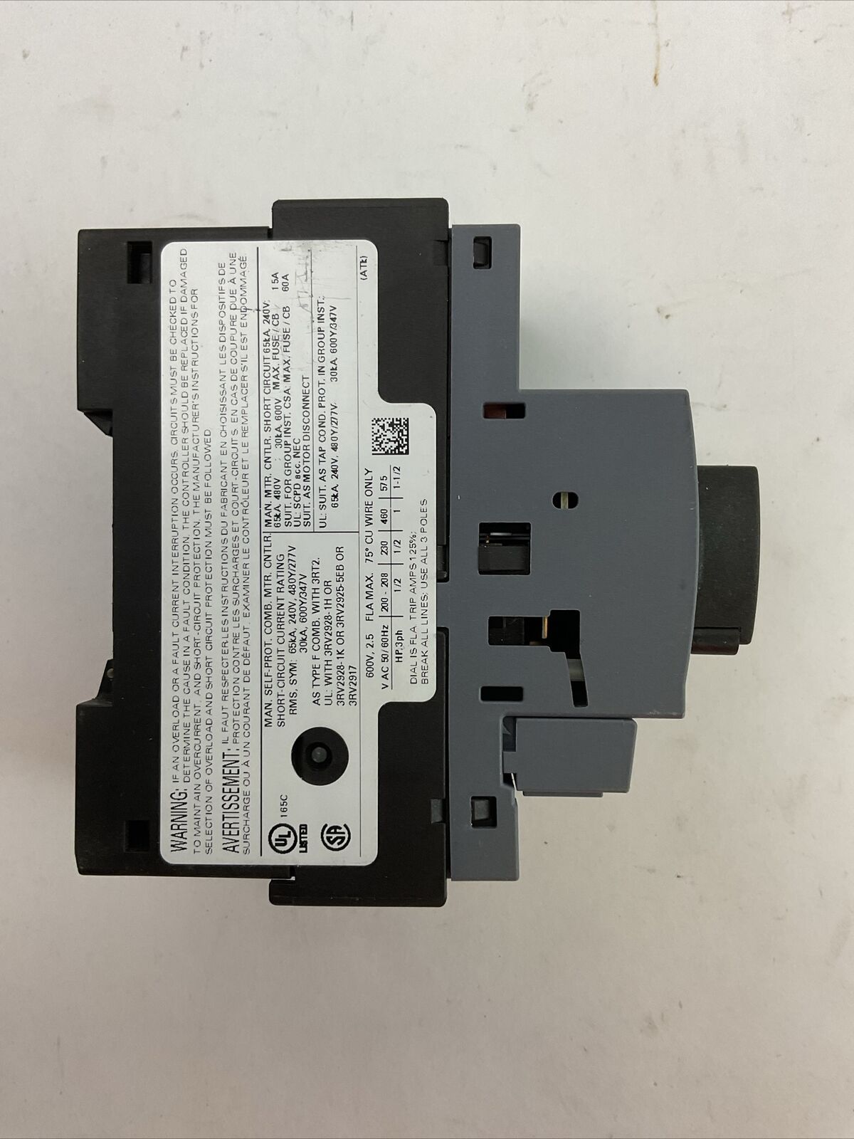 SIEMENS 3RV2021-1CA10 CIRCUIT BREAKER 1.8-2.5A