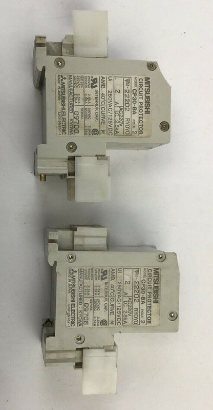 MITUBISHI CP30-BA 2AMP CIRCUIT PROTECTOR 2POLE 250VAC/125VDC (LOT OF 2)