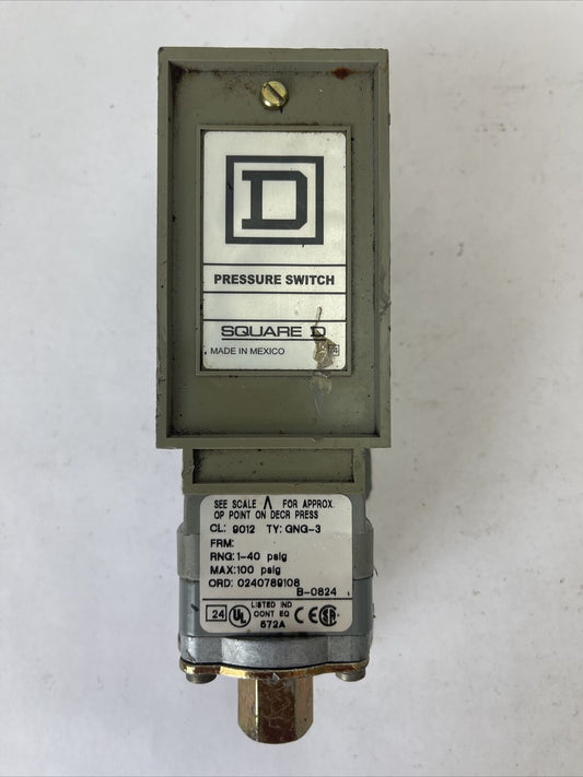 SQUARE D 9012 GNG-3 PRESSURE SWITCH RNG 1-40PSIG MAX 100PSIG