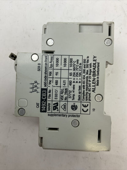 ALLEN BRADLEY 1492-CB3G150 MANUAL MOTOR CONTROLLER 15A SER B