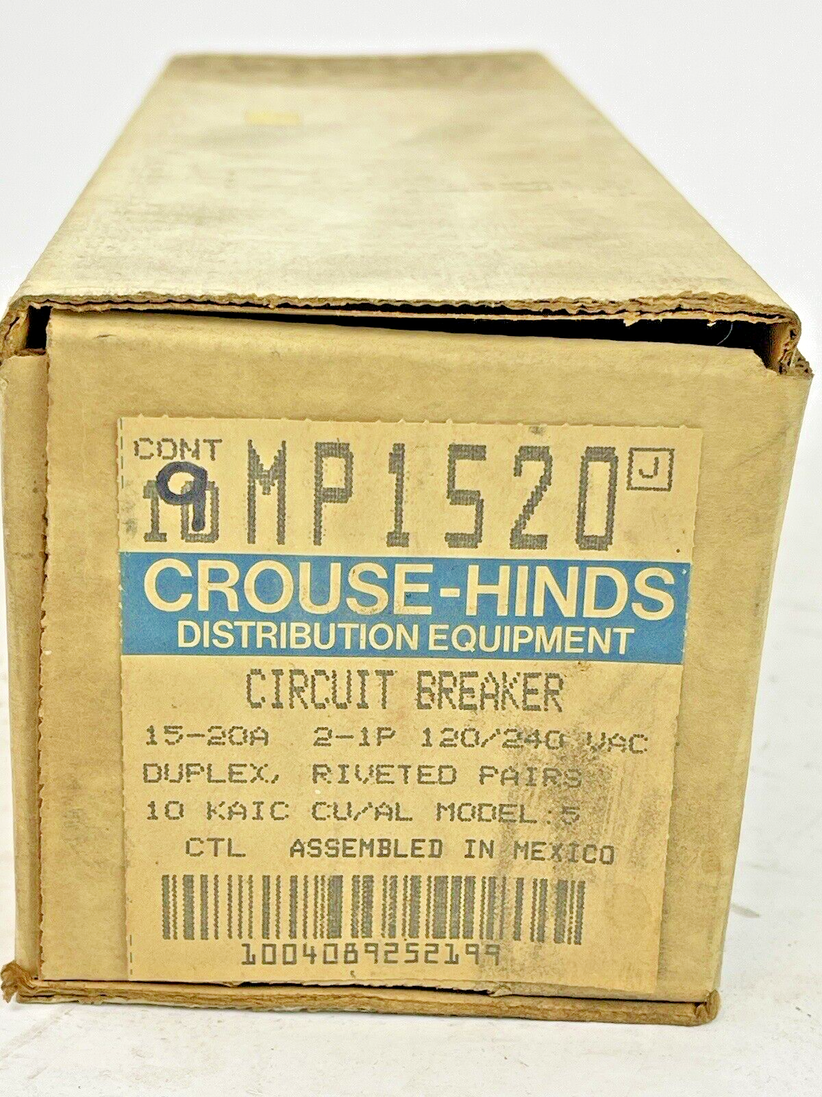 CROUSE-HINDS *BOX OF 9*-MP1520-2-1 POLE,15-20 A,240 VAC CIRCUIT BREAKER -MURRAY