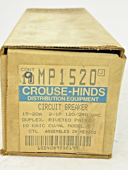 CROUSE-HINDS *BOX OF 9*-MP1520-2-1 POLE,15-20 A,240 VAC CIRCUIT BREAKER -MURRAY