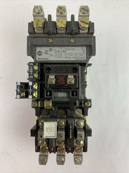 ALLEN BRADLEY 509-COD SIZE 2 STARTER SER B 45A 600VAC COIL 115-120V W/W61 HEATER