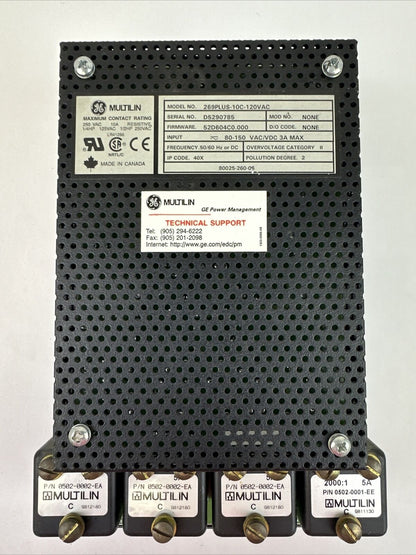 GE MULTILIN 269PLUS-10C-120VAC MOTOR MANAGEMENT RELAY FW 52D604C0.000 80-150V 3A