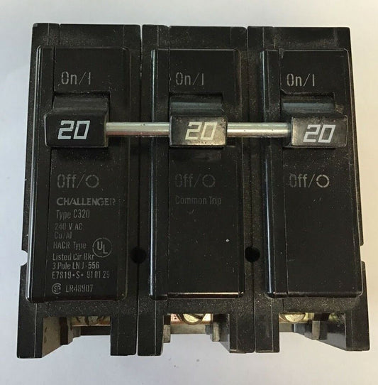 CHALLENGER C320 CIRCUIT BREAKER 20AMP 240VAC 3POLE