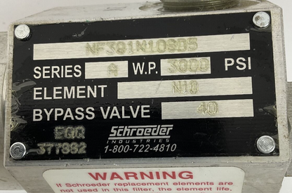 SCHROEDER NF301N10SD5 HIGH PRESSURE FILTER 3000PSI