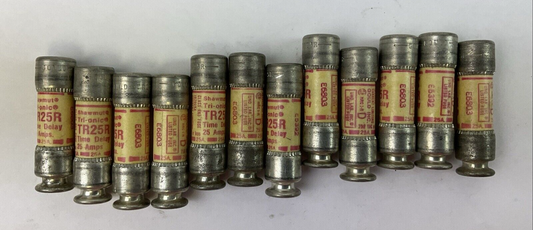 SHAWMUT TR25R TRI-ONIC TIME DELAY CLASS RK5 FUSE 25AMP 250VAC (LOT OF 12)