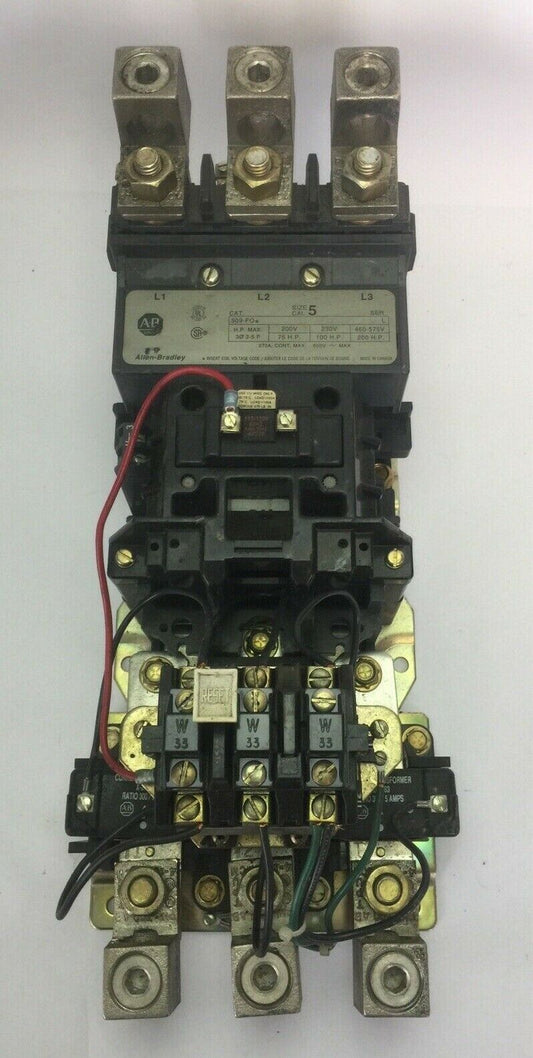 ALLEN BRADLEY 509-FO* SIZE 5 STARTER 600VAC 270A 200HP AF236 COIL 115-120V 60HZ