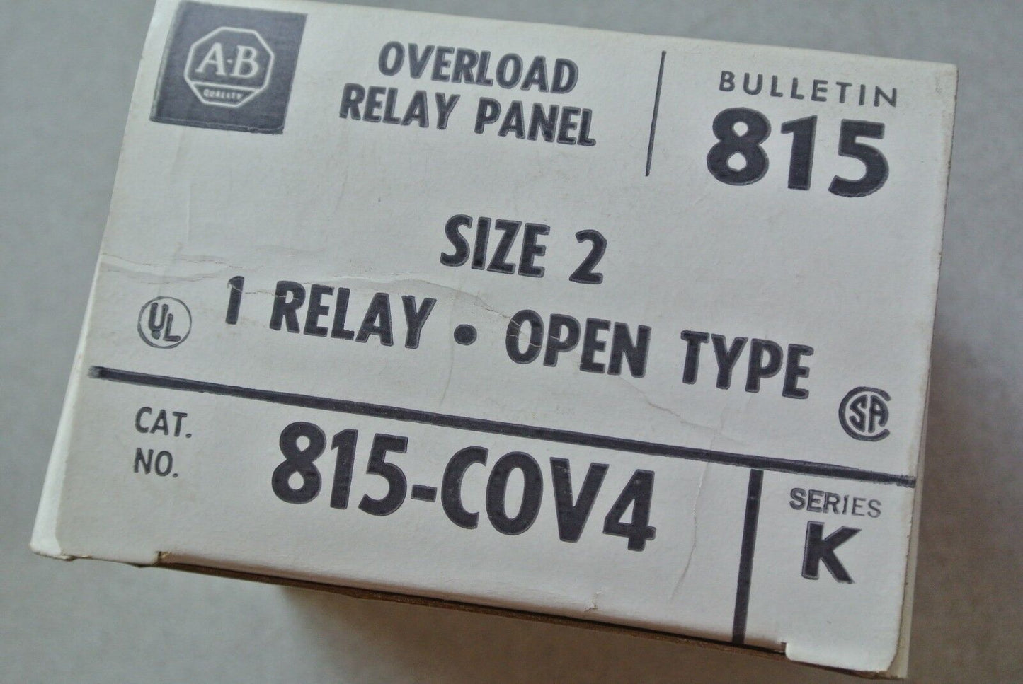 ALLEN-BRADLEY 815-COV4 SIZE 2 OVERLOAD RELAY PANEL, OPEN TYPE - NEW SURPLUS