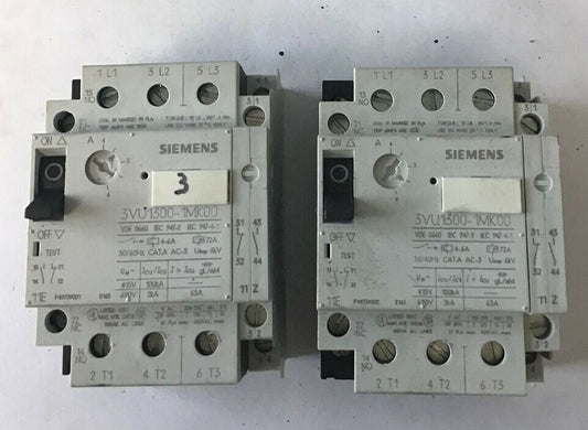 SIEMENS 3VU1300-1MK00 STARTER MOTOR PROTECTOR 600VAC CAT.A ***LOTOF2***