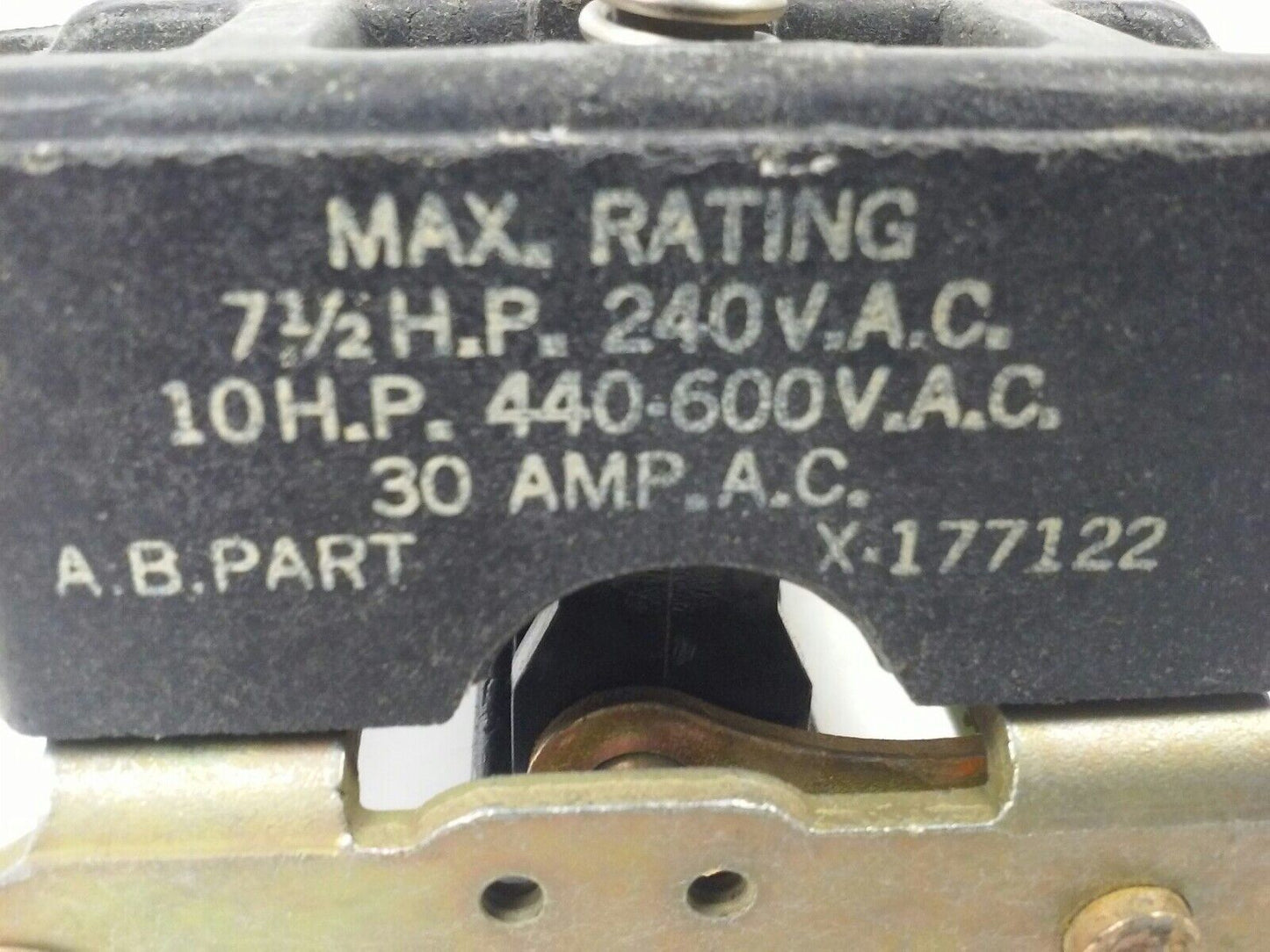 ALLEN BRADLEY X-177122 OLD STYLE DISCONNECT SWITCH, 30A, 240/440-600V,7 1/2-10HP