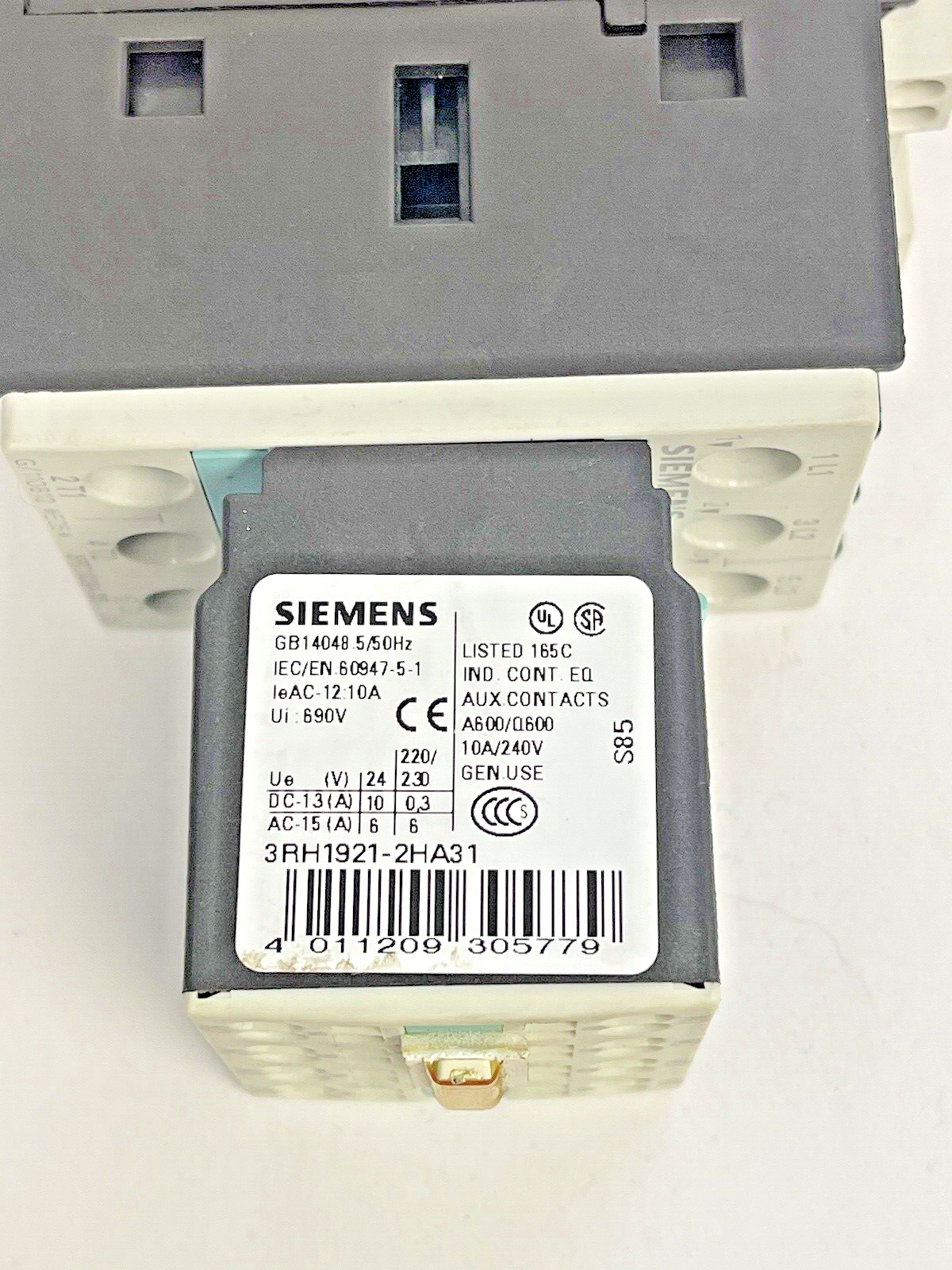 SIEMENS - 3RT1024-3B..0 & 3RH1921-2HA31 & 3RT1926-1BB00 W/ 24VDC COIL