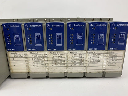 Hirschmann MS3124-4 Mice Switching Module with (6) MM2-4TX1 Media Modules