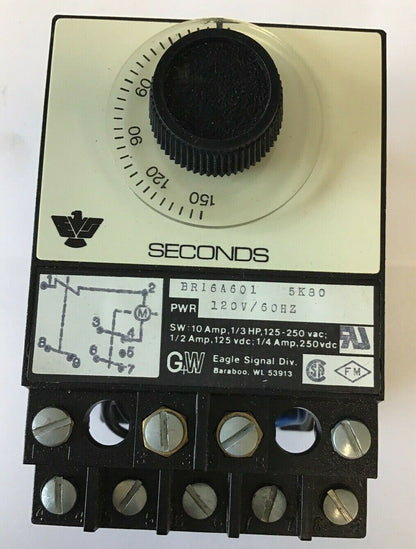 EAGLE SIGNAL BR16A601 RESET TIMER 150SEC. 120V/60HZ 5K80 10A 1/3HP 125-250VAC