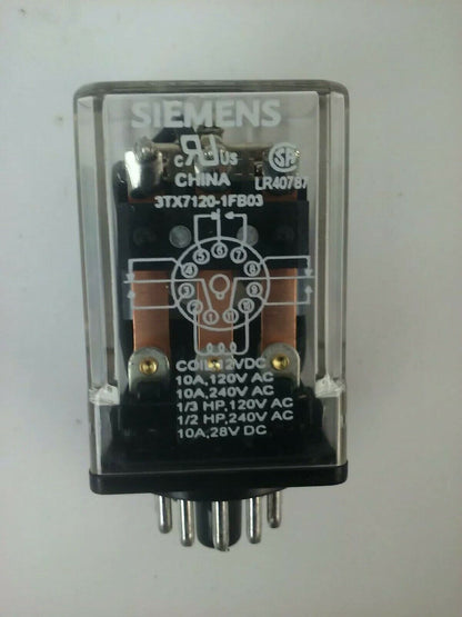 SIEMENS 3TX7120-1FB03 PLUG IN  10A@120V, 10A@240V, 1/3HP@120V, 1/2HP@240V, 12VDC