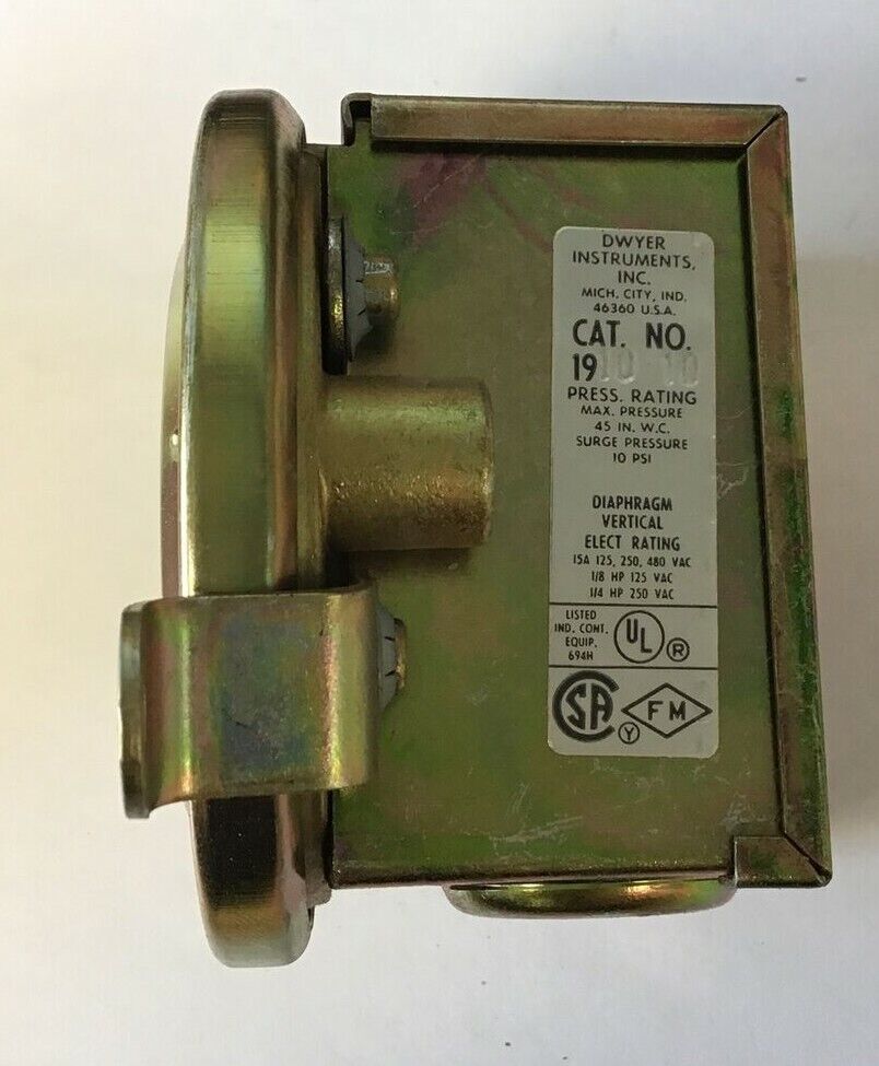 DWYER 1910-10 PRESSURE SWITCH 10PSI 480VAC