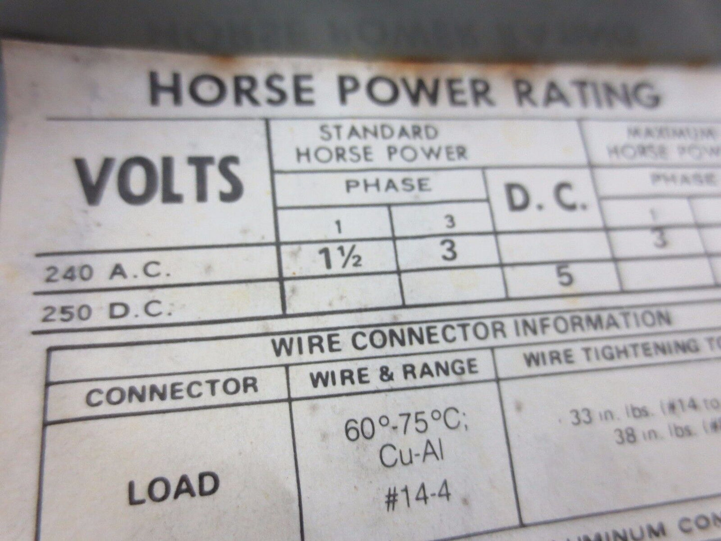 I-T-E V7B3322LR TWIN PANELBOARD SWITCH - 240V, 30A, 2-POLE