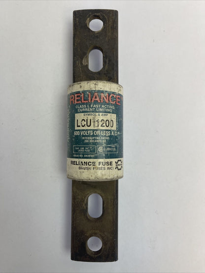 RELIANCE LCU1200 CLASS L FAST ACTING CURRENT LIMITING FUSE 1200AMP 600VAC