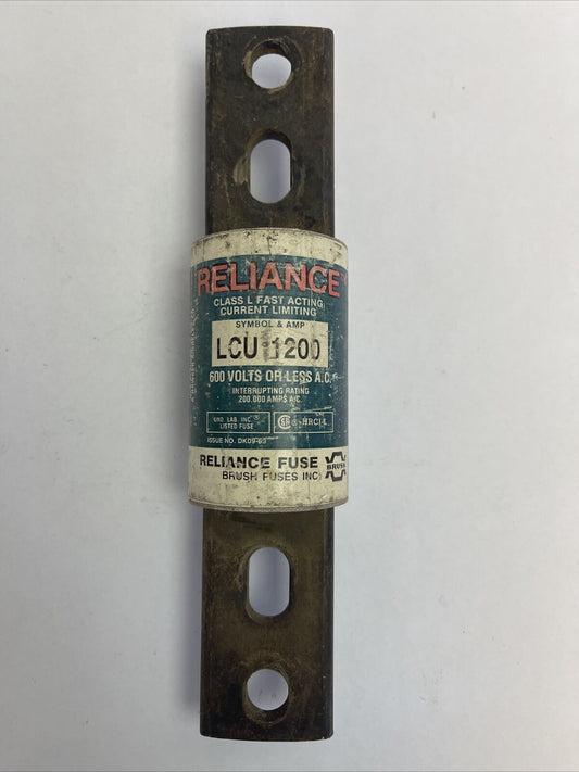RELIANCE LCU1200 CLASS L FAST ACTING CURRENT LIMITING FUSE 1200AMP 600VAC