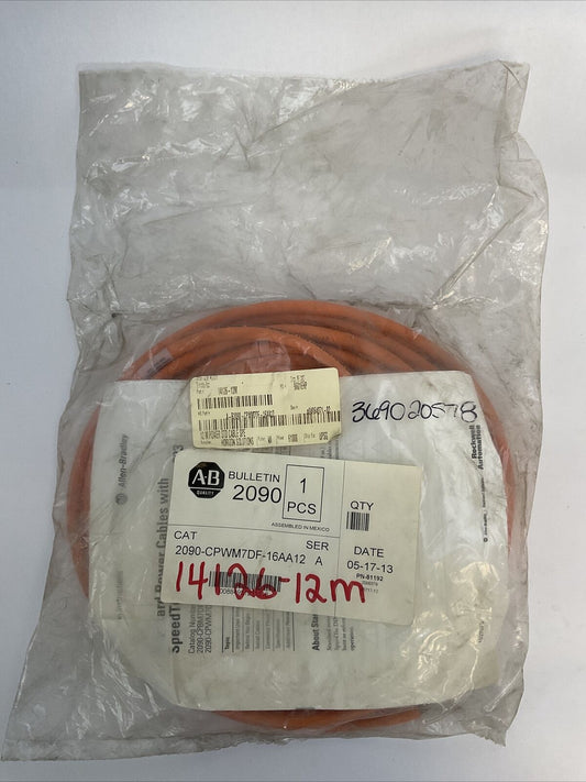 ALLEN BRADLEY 2090-CPWM7DF-16AA12 SER A POWER CABLE WITH SPEED TEC DIN CONNECTOR